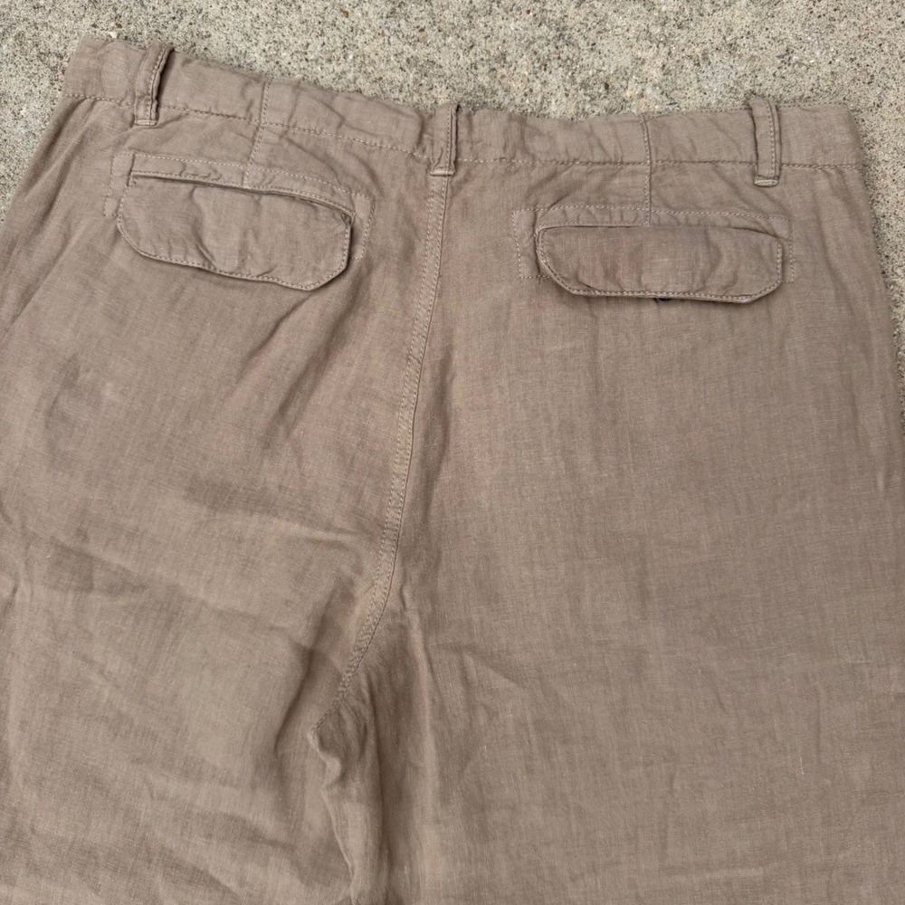 Murano Linen Trousers Mens 36x30 Brown Button Fly Baird McNutt Casual Beachy - Picture 10 of 12